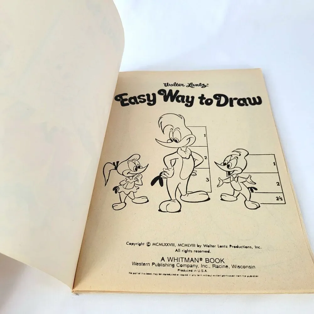 Walter Lantz Easy Way To Draw Woody Woodpecker Coloring Book Vintage 70s Yellow